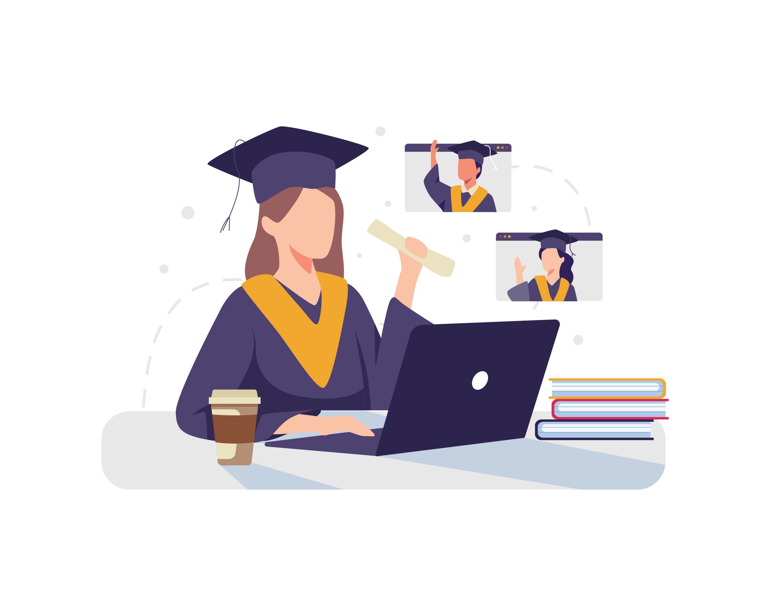 Online graduation concept illustration